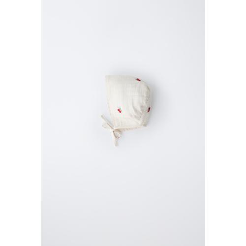 EMBROIDERED CHERRY TEXTURED BONNET - Ecru | ZARA United States