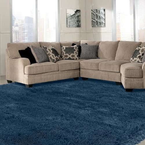 Area Rug 7x10 Living Room: 7x10 Rugs for Living Room-Navy Blue Shag Rug for Bedroom-Soft Fluffy Modern Indoor Soft Shaggy Fuzzy Floor Carpet (Navy Blue/7x10 Feet)