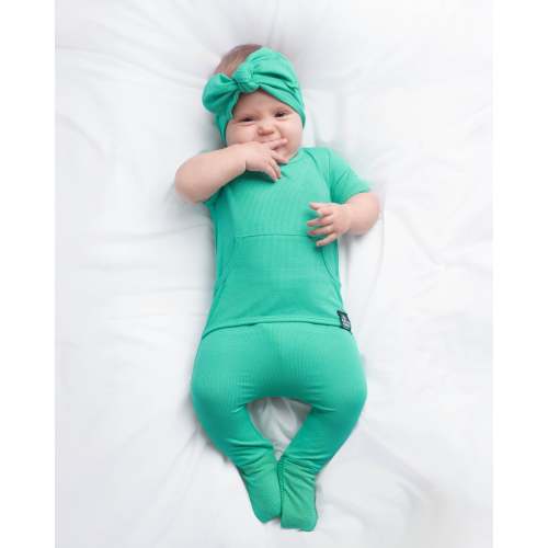 Front Opening Ready Set Romper® in Ribbed Seafoam