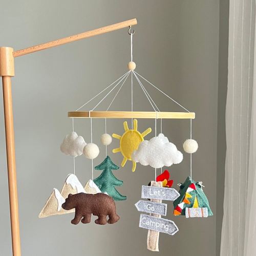 Camping Baby Mobile: Felt Woodland Nursery Decor