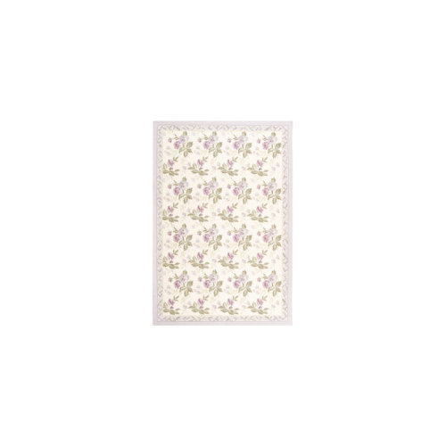 Hollander Floral Hand Hooked Wool Ivory Area Rug