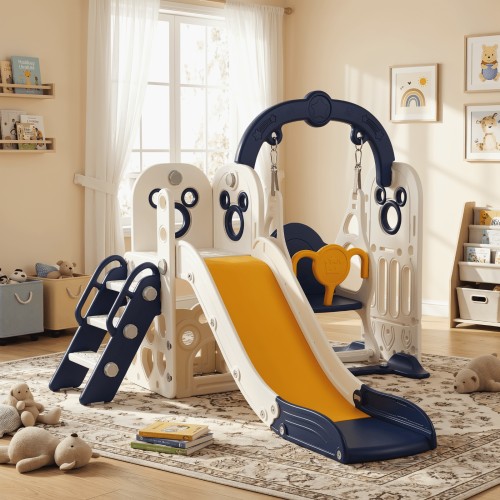 Pirecart Kids Playset - Toddler Slide, Swing Set & Basketball Hoop, Indoor/Outdoor