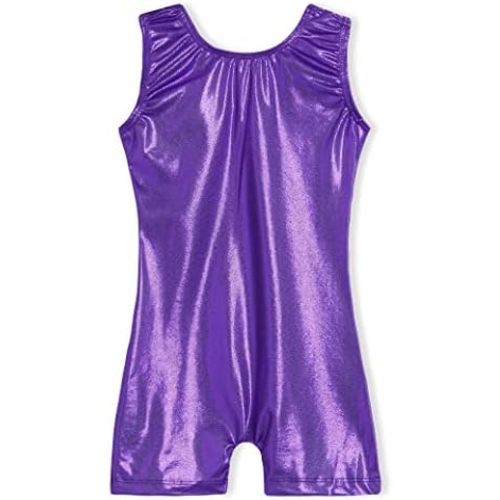 Domusgo Gymnastics Leotards for Girls Sparkly One-Piece Pro Kids Unitard Biketards with Shorts