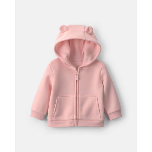 Baby Girl Bear Fleece Zip-Up  Hoodie - Pink | Carter's