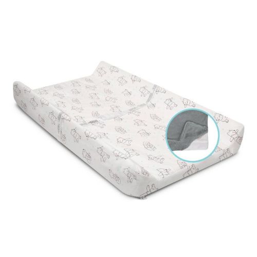 Delta Children Disney Winnie The Pooh Contoured Changing Pad with Plush Cover - Machine Washable Cover and Waterproof Outer Layer - Gray