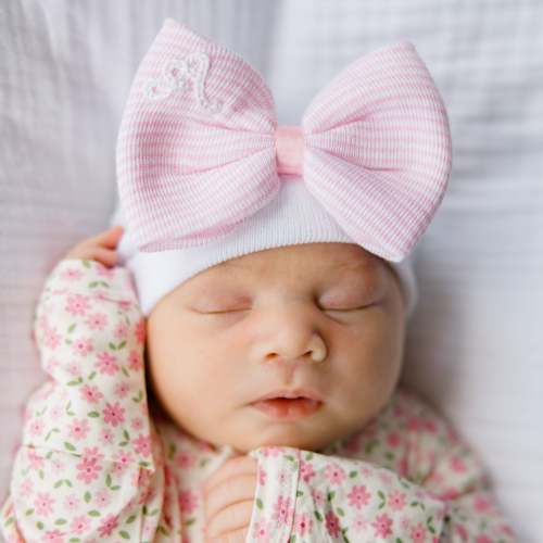Hand Stitched Newborn Bow Hat