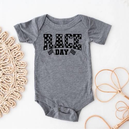 Race Day Checkered Flag Baby Bodysuit - Racing Themed Baby Clothes - Little Racer Baby Outfit - Baby Boy Clothes - Baby Girl Clothes - Gift