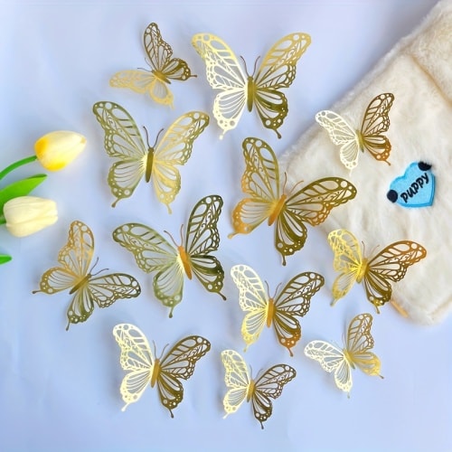 Paper Hollow Butterfly Wall Stickers Wedding Party Birthday Decoration Cake Decoration Indoor Wall Decoration Dress Up