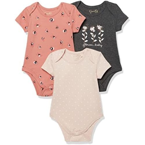 Jessica Simpson baby-girls 3-pack Short Sleeve Bodysuit