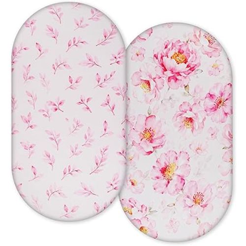 Ultra-Soft 2-Pack Stretchy Bassinet Sheets - Universal Fit for Halo Bassinest, Graco, Chicco & Most Bassinets (Rectangle/Oval/Hourglass) | Safe Snug Fit for Girls & Boys, Unisex Cradle Mattress Covers