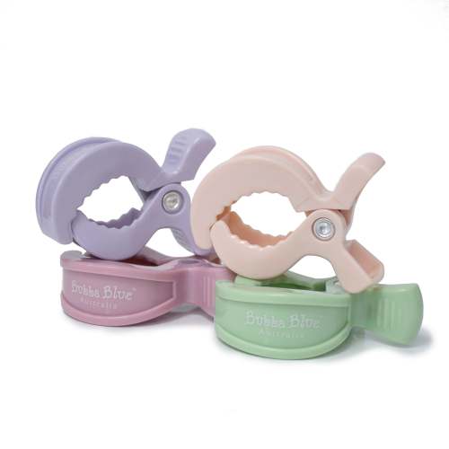 4pk Pram Clips Girl Pack - Dusty Berry/Salmon/Lilac/Olive