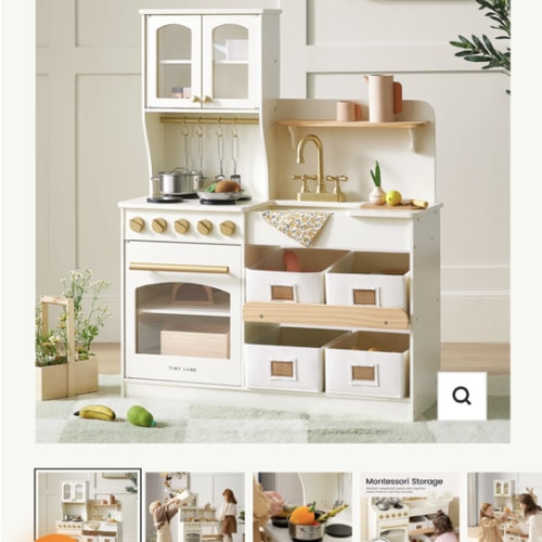 Tiny Land® Wooden Play Kitchen with Storage for Creative Toddlers