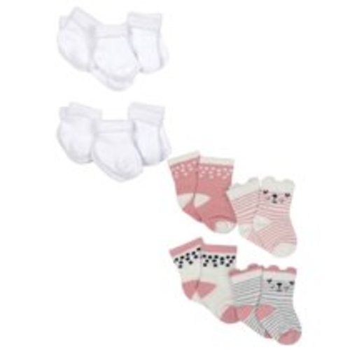 Gerber Baby Girls Organic Wiggle Proof Terry Bootie Socks, 10-Pack