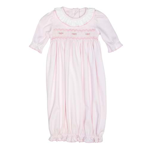 Rose Pink Knit Smocked Gown