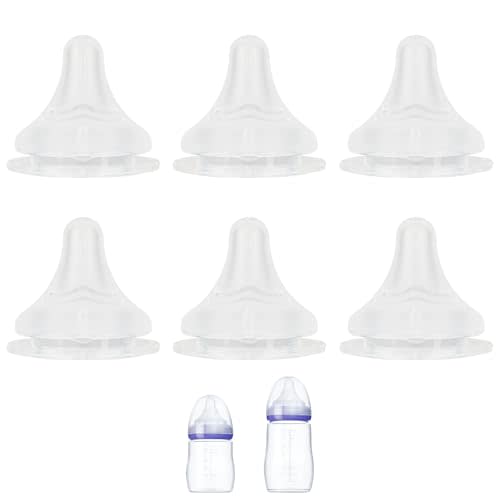 Silicone Nipple for Lansinoh Anti-Colic Baby Bottle, Medium Flow, Size M, 3m+, 6 Count