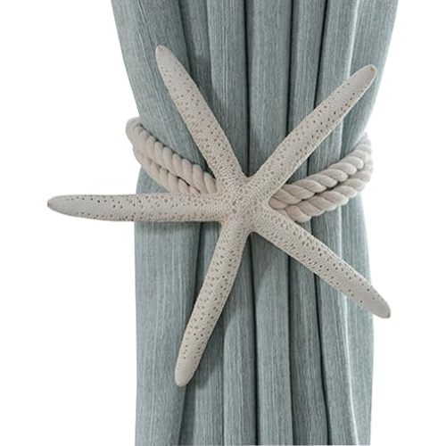 2 Pieces Natural Starfish Curtain Tiebacks Rope Drape Tie Band Drapery Holdbacks Room Décor