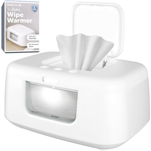 Jool Baby TinyBums Baby Wipe Warmer & Dispenser with LED Changing Light & On/Off Switch (White)
