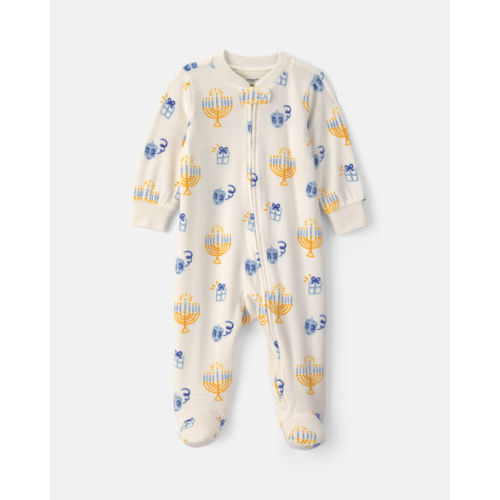 Baby Hanukkah 2-Way Zip Sleep & Play Pajamas - Cream | Carter's