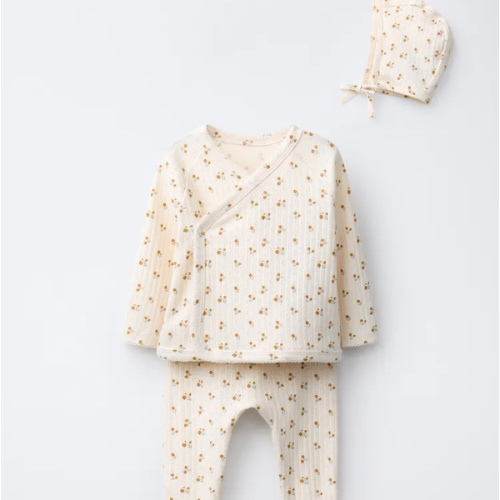FLORAL PRINT T-SHIRT, LEGGINGS AND BONNET SET - Ecru | ZARA United States