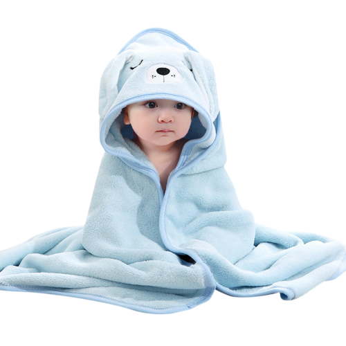 ZHUASHUM Baby blankets For Boys Girls Solid color Animal Prints Soft Children's Hooded Cloak Cartoon Baby Coral Kids Bath Towel Soft and Lightweight Nursery Blankets Blue