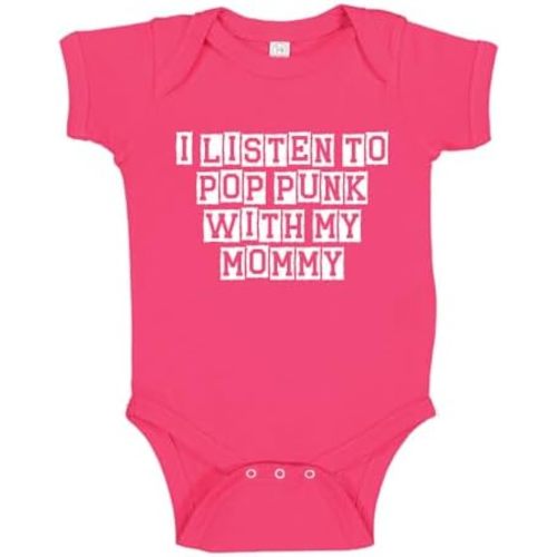 I Listen to Pop Punk with My Mommy Baby One Piece Bodysuit Or Toddler Shirt Cute Pop Punk Baby Outfit