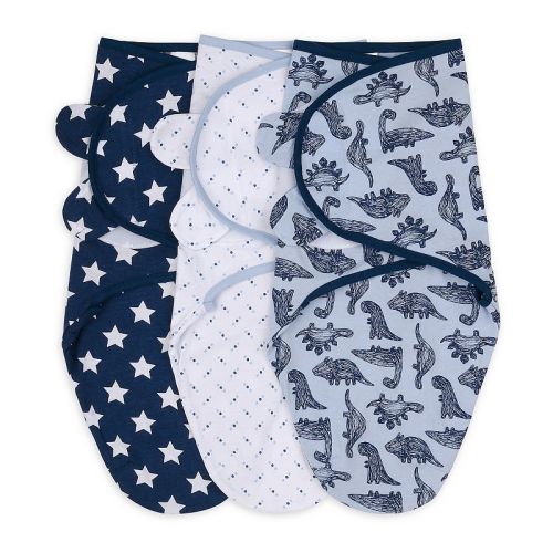 The Peanutshell 25-in. Blue Dino 3-Pack Swaddles