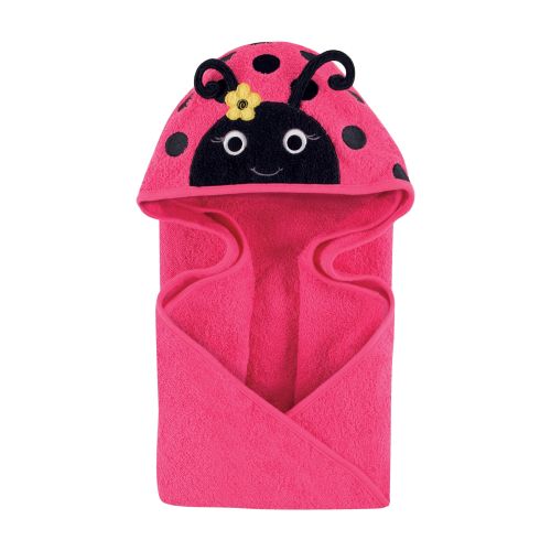 Hudson Baby Infant Girl Cotton Animal Face Hooded Towel, Ladybug, One Size - Ladybug - One Size