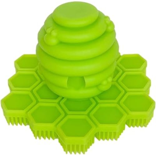 Big Bee, Little Bee - Kids Original ScrubBEE, 100% Silicone Childrens Bath Scrubber, Promotes Effective Independent Hand & Body Washing, As Seen on Shark Tank (Lime)