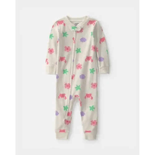 Baby Girl Sea Critters 100% Cotton 1-Piece Pajama - Cream | Carter's