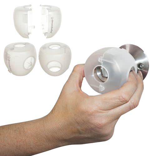 Dreambaby EZY-Fit Door Knob Child Proof Safety Covers - Fits Most Standard Doorknobs - Suitable for Push & Twist Locks - White - 3 Pack - Model L908