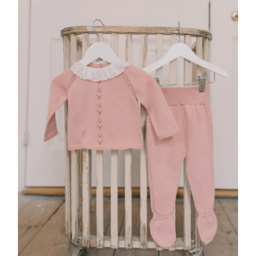 Dusty Pink Liliela Cotton Baby Girl Knitted Gift Box Set | La Coqueta Kids