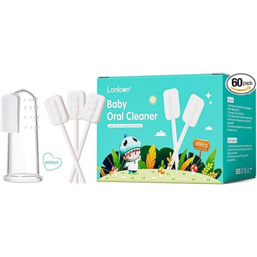 60PCS Baby Tongue Cleaner & 1PCS Finger Toothbrush Infant Mouth Cleaner Newborn Gum Cleaner Disposable Infant Oral Clean Stick Dental Care for Baby Toddler