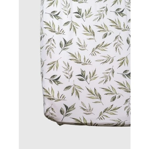 The Gilded Bird Linen Leaves Fitted Crib Sheet