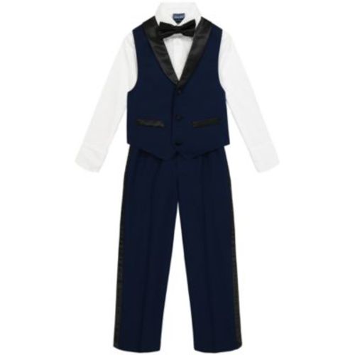 Toddler and Little Boys Tuxedo Vest 4-Piece Set