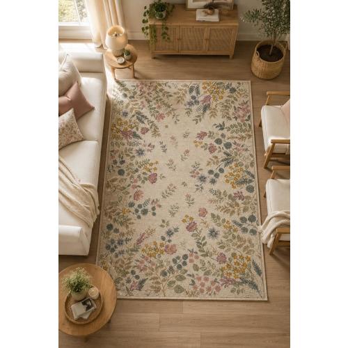 Wildflower Botanical Area Rug to Fill Your Whole Home with Warm Charm Shabby Chic English Cottage Living Room Decor Farmhouse Floral