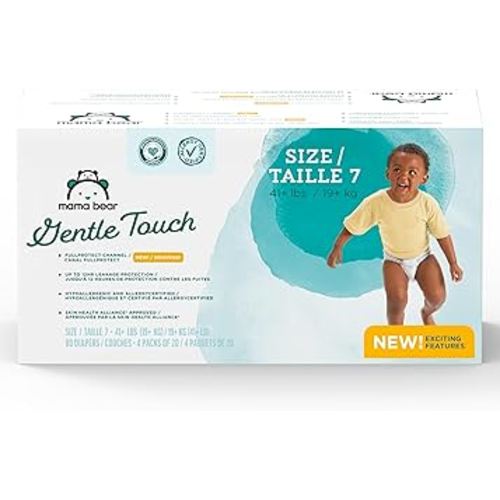 Amazon Brand - Mama Bear Gentle Touch Diapers, Size 7, 80 Count (4 packs of 20)