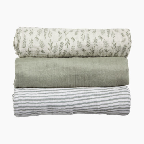 3 Pack Organic Muslin Swaddle - Multi Leaf Sage
