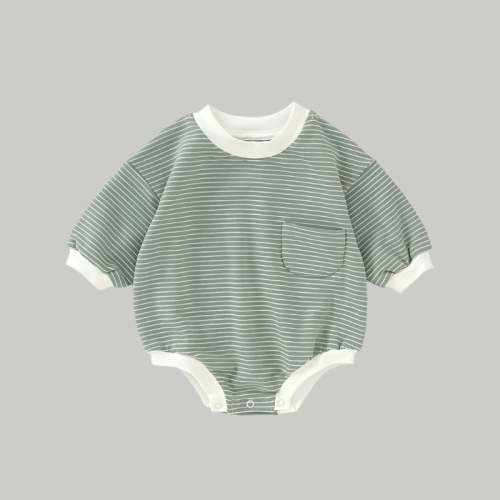 Striped Bubble Romper - Olive