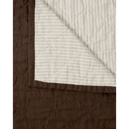 Chocolate and Natural Striped Cot Quilt
