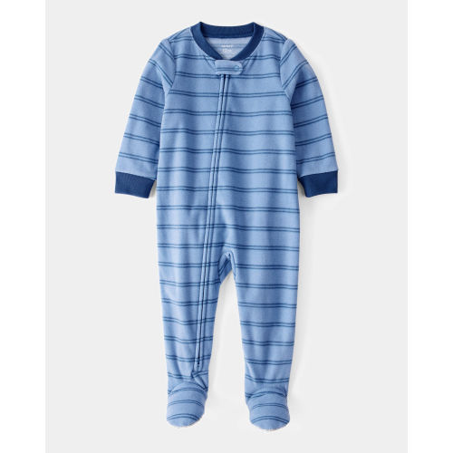 Baby 1-Piece Striped Fleece Footie Pajamas - Blue - Carter's | Carter's
