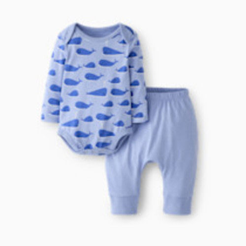 Hanna Andersson Baby Wiggle Set - Whales On Light Blue, 6-12 M