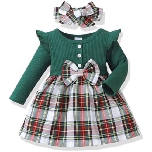 Baby Girl Clothes Infant Dresses Newborn Fall Winter Outfits Plaid Dress Cute Birthday Princess Dresses for Girls