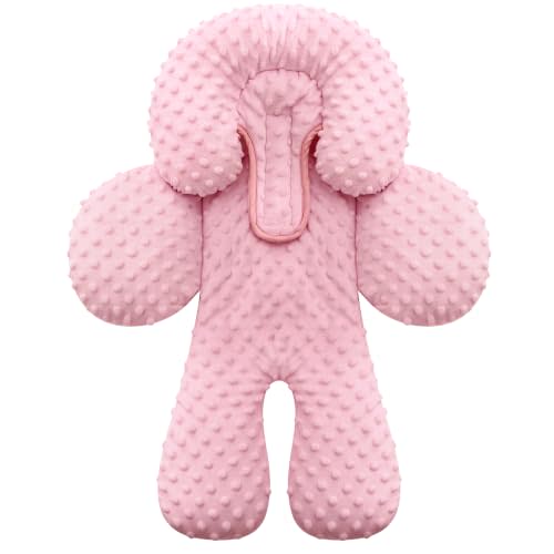 Pro Goleem Infant Car Seat Insert, Baby Head Neck Body Support, Soft Minky Newborn Car Seat Insert, 2-in-1 Reversible, Boys and Girls, Dusty Pink