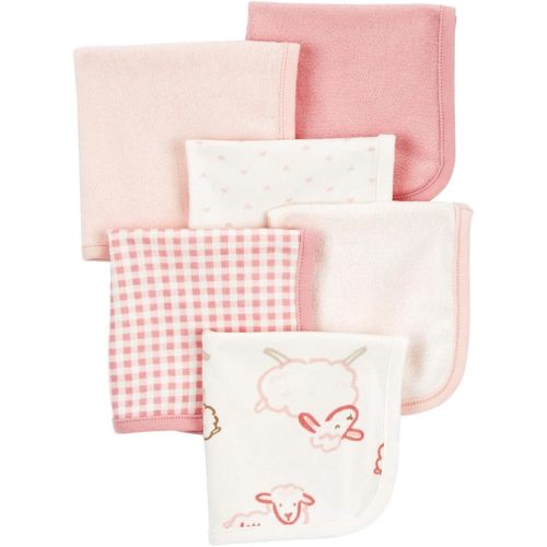 Carter's 6-Pack Washcloths (Pink/Ivory)