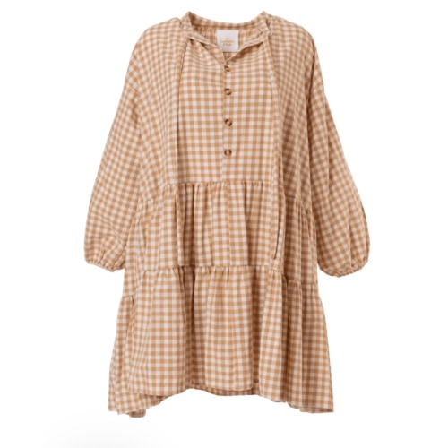 Avalon Smock Dress | Caramel Gingham