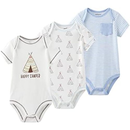 MAMIMAKA 3 Pack Baby Bodysuits Unisex-Infant Clothes Short Sleeve Bodysuits One-Pieces Cotton for Baby Boys and Girls