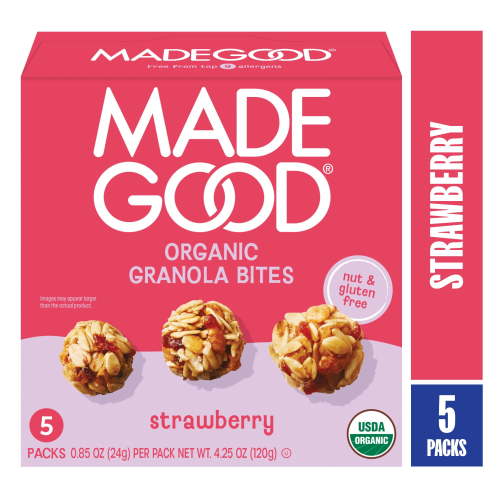 MadeGood Strawberry Granola Bites, 5 Count, 0.85 Oz Each