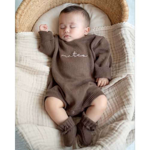 Knit Romper - Chocolate – Pine Kids Co