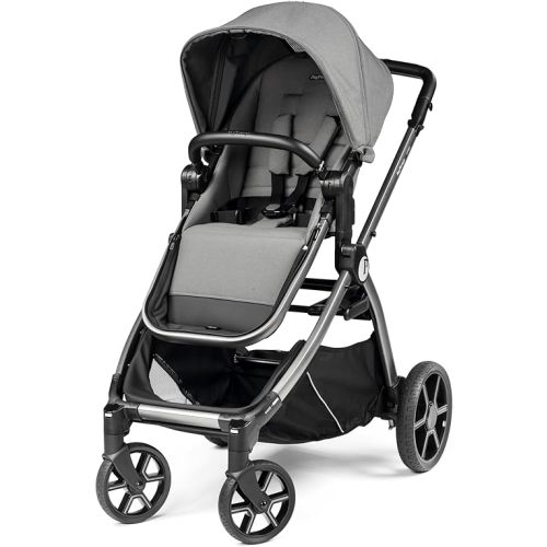 Peg Perego Ypsi – Compact Single to Double Stroller – Compatible with All Primo Viaggio Infant Car Seats & Ypsi Bassinets - Made in Italy - Mercury (Grey)