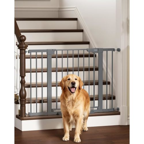 Cumbor 30-46" Baby Gate for Stairs, Auto Close Dog Gate for the House Brown